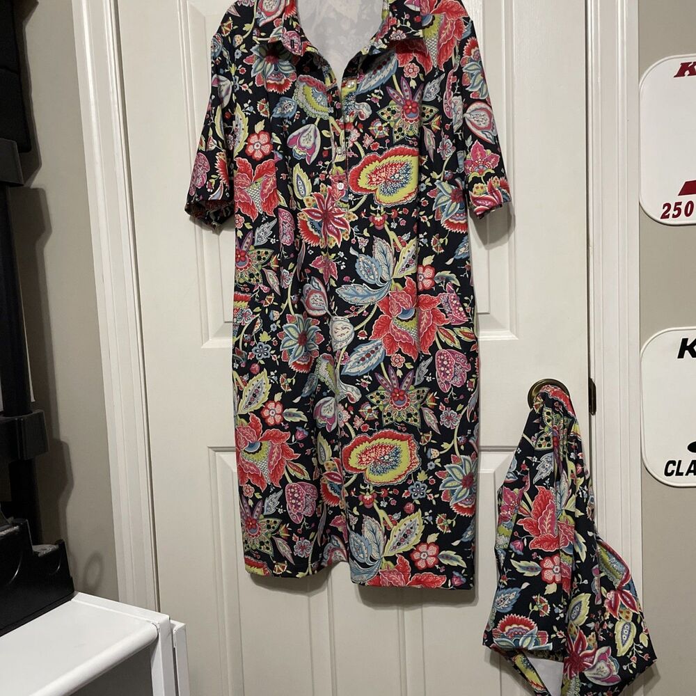 Tee 2 Sea Colorful Floral Golf Sun Dress With Matching Shorts Set Sz XL Stretchy